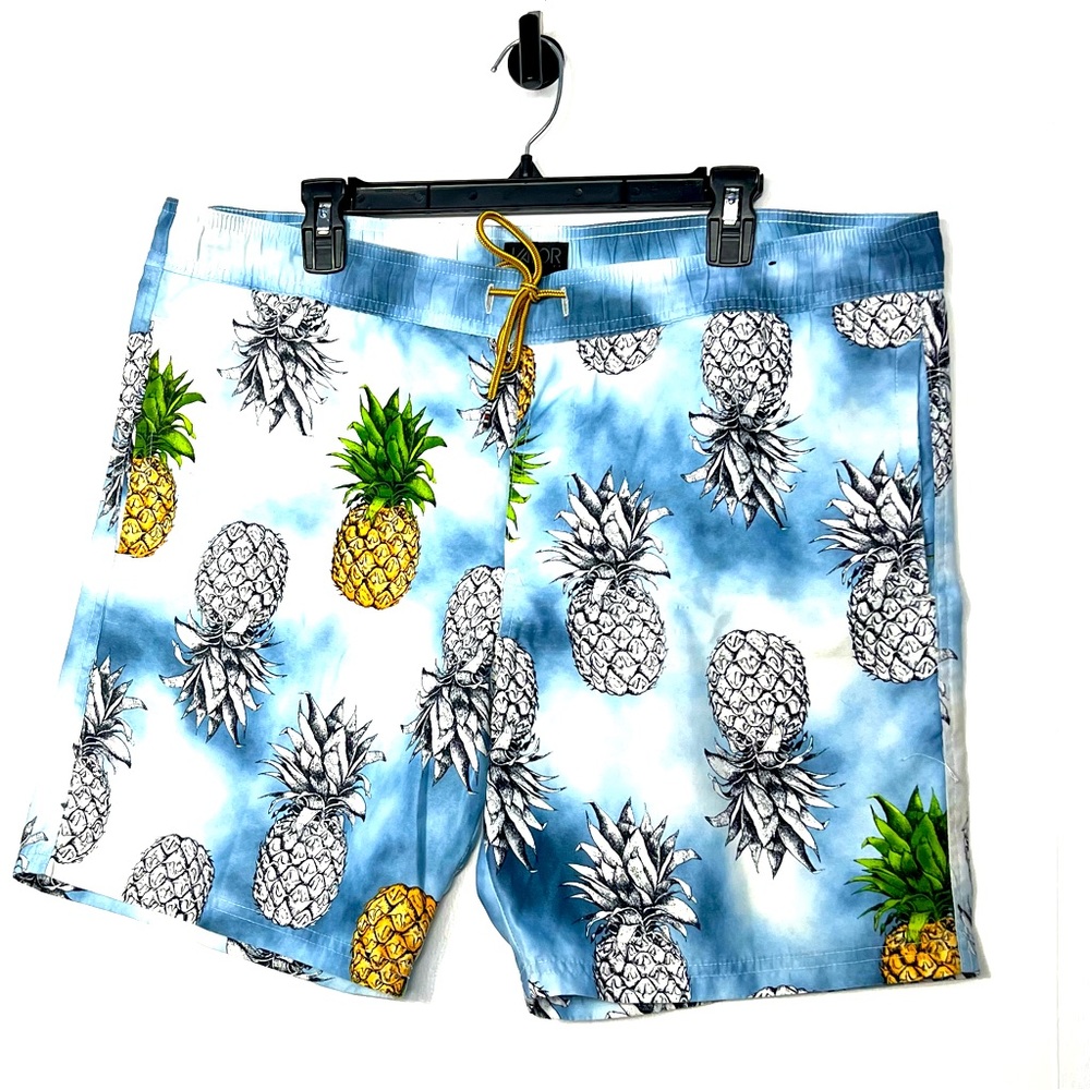 Valor | Men’s Pineapple all over Board Shorts | Lite Blue/ All over Print | Lrg